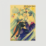 Anime Idol Cartoon Laulja Miku Plakat HD Print J&otilde;upaber Retro Seina Kunst Pildid Magamistoa Dekoratiivmaal Kodukaunistuse Kingitused 42x30cm