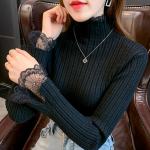 Pitsist alumine s&auml;rk naiste poolkilpkaelusega &otilde;huke sviiter, kootud topp One size must