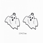 2 tk Halloweeni amuletid ripatsid, musta v&auml;rvi kullaga kaetud emailiga k&otilde;rvitsa kummitus kloun v&otilde;luri m&uuml;ts Halloweeni amulett ehete jaoks Ghost (white on gold)