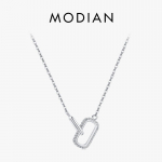 MODIAN Lock Design s&auml;delev selge CZ kaelakee 925 Sterling h&otilde;bedane ketiga kaelakee naistele peened ehted pulmakingitus h&otilde;be