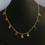 Peridoot Granaat Kuukivi Tsitriin Amet&uuml;st Ioliit sinine Topaas Kollane Kullatud 925 Sterling H&otilde;be kaelakee kuld/kollane