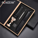 18mm 20mm 22mm 24mm ehtsast nahast kellarihm, must pruun pehmest vasikanahast kellarihm, karbiga automaatne liblikas 24mm