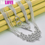 925 Sterling Silver V&auml;ike siledad helmed, pallid, viinamarjad, kaelakee ehted 45cm