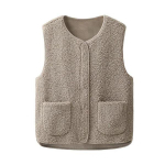 S&uuml;gistalvine naiste lambavillane l&uuml;hike mantel Vintage soe varrukateta puuvillane v&auml;lir&otilde;ivas Naiste vabaaja suur vest 3XL khaki