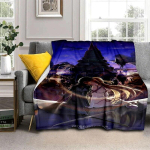 Anime SAO Sword Art Online Prinditud &uuml;legabariidiline tekk-diivanvoodi kate pehme ja karvane tekk ruuduline pehme soe flanellist visketekk 125x150cm 50x60inch black