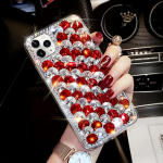 Glitter Diamond Lanyard telefoni&uuml;mbris Samsung S24 S23 S22 S21 Ultra S20 FE A13 A23 A33 A53 A12 A22 A32 A52 A51 A71/Redmi 12 12C M&auml;rkus 12 11 10 iphone 6 6s punane