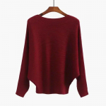 Elegantne kontori naiste kampsun vabaaja pikkade varrukatega silmkoelised topid S&uuml;gisesed lahtised naisteriided Talvised kaldkaelusega pulloverid 29627 One Size burgundiapunane