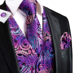 Hi-Tie Meeste Vest Siidist Paisley Lilleline Lips Taskur&auml;tik Mansetin&ouml;&ouml;bid KOMPLEKT Ametlik M