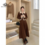 Talvine uus paksendatud soe villane &uuml;likond Korea stiilis &uuml;hev&auml;rviline vabaaja mood Elegantne rev&auml;&auml;riga pikk &uuml;likond S must