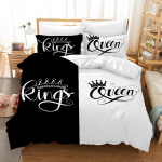 3D King- ja Queen-prinditud voodipesukomplekt Yst&auml;v&auml;np&auml;iv&auml; tekikate padjap&uuml;&uuml;ri komplekt kaheinimesevoodiga t&auml;issuuruses pehme tekikate paari voodikatted AU King 210x240cm