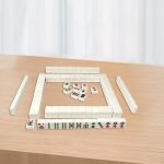 144-osaline Hiina versiooniga m&auml;ngukomplekt Mini Mahjong-plaadid peotarbed Klassikaline kaasaskantav lauaplaat valge
