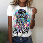 Skull Print naiste T-s&auml;rk, must naiste vabaaja s&auml;rk, valge, moodne vaba s&auml;rk L&uuml;hikeste varrukatega naiste T-s&auml;rk Rose Skull L