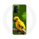 Rohelise taustaga &uuml;mbris Oppo A54 5G Yellow Parakeet Birds jaoks
