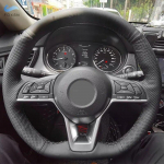 Auto roolikatte jaoks Nissan Qashqai X-Trail Leaf Micra Rogue Sport Kicks 2018- Altima Must perforeeritud nahk