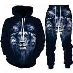 Personality Lion 3D Printiga kapuuts/spordidress Meeste lahedad kapuutsiga dressipluusid+p&uuml;ksid Jooksukost&uuml;&uuml;m Hip Hop Meeste t&auml;navar&otilde;ivaste r&otilde;ivakomplekt 2XL
