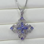 SACE GEMS S925 Sterling Silver 2,5*5 mm naturaalsest tansaniidist ripatsiga kaelakeed naiste kihlus&otilde;htu kokteilipeole peened ehted sinine