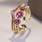 Elegantsed Rohelised Sinised Punased Must Kivis&otilde;rmused Naistele Antiikkulla v&auml;rvi kuuptsirkooniumoksiid lilledega pulmapaelad Reguleeritav s&otilde;rmes&otilde;rmus kuld/roosa punane v&auml;rv