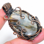 Natural Labradorite Gemstone Handmade Copper Wire Wrap Pendant 2.44 t8j78