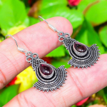 Natural Amethyst Gemstone Handmade 925 Sterling Silver Earring 1.73 d1y30