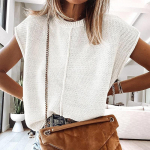 Vest naiste varrukateta vaba vabaaja &uuml;hev&auml;rviline kootud topp S valge