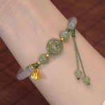 S925 Sterling H&otilde;bedane Naturaalne Hotan Jade Turvalukk Valge Jade Luu K&auml;ev&otilde;ru Turvalisus Ruyi kootud poolk&auml;ev&otilde;ru Tiktok Tide Adjustable size