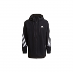 Adidas 3-Triibulise Teibiga Kapuutsiga Jakk Meeste &Uuml;ler&otilde;ivad Must GM5752 L