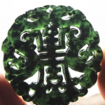 Uus Hiina retro naturaalne must roheline jade ripats Lucky Longevity Amulet King