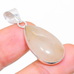 Natural Golden Rutile Gemstone Handmade 925 Sterling Silver Pendant 1.42 h7n24
