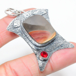 Natural Mookaite, Garnet Gemstone 925 Sterling Silver Gift Pendant 2.44 v6i18