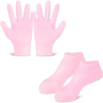 Silikoonist koorivad sokid ja kindad libisemisvastased jalgade ja k&auml;te spaa mask K&auml;te kaitsekindad Hoiab &auml;ra jalgade kuivuse/k&auml;tehoolduse 2Pcs Socks+2Pcs Gloves roosa