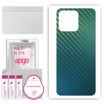 apgo Protective Skin Sticker for the back compatible with Tecno Spark 9, Wrap Film, Foil, Vinyl - Pattern Carbon Chameleon CAKA1