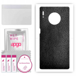 apgo Protective Skin Sticker for the back compatible with Huawei Mate 30 Pro, Wrap Film, Foil, Vinyl - Pattern Black Leather