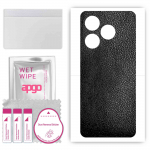 apgo Protective Skin Sticker for the back compatible with Tecno Spark 10, Wrap Film, Foil, Vinyl - Pattern Black Leather