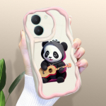 Armas koomiksimustriga kreemjas tekstuuriga korpus, lainelise servaga pehme silikoonkaanega telefoni&uuml;mbris Vivo jaoks Vivo S1 valge