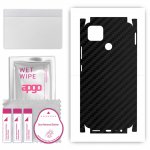 apgo Protective Skin Sticker for the back+sides compatible with Realme Narzo 30A, Full Wrap Film, Foil, Vinyl - Pattern Carbon Black