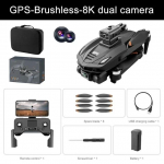 V168 MAX PRO droon GPS ESC HD kaamera 5G WIFI FPV harjadeta kaugjuhtimispult Quadcopter takistuste v&auml;ltimine, automaatne tagastamine neljakopteri m&auml;nguasja kingitus 6K 1 battery must