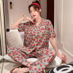 Magamisriided Naiste suvine &otilde;huke l&uuml;hikeste varrukatega komplekt avarat kunstpuuvillast koduriietust saab kanda ka v&auml;ljastpoolt L