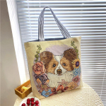 Canvas Bags Handbag For Women Shopper Cute Cat Shopping Tote Bag With Zipper Designer Bag Japanese Style Cartoon Large Shoulder Bags Love Dog