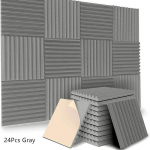 24 tk t&auml;iendatud 12 x12 x1 isekleepuvad akustilised vahtplaadid Stuudioheli vahtpaneel seinapadi ruumi helikindel hooldus 24Pcs Gray Panels