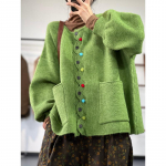 Talvine suures s&uuml;giseses naiste n&ouml;&ouml;pidega kampsunid jope kudumine mood &uuml;lisuur vabaaja stiilis avar kardigan kampsun One Size roheline
