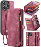 CaseMe eemaldatav mitme kaardi t&otilde;mblukuga rahakott Nahast &uuml;mbris iPhone'ile 16 15 14 13 12 11 Pro Max Xr /Samsung S24 S23 S22 S21 Ultra Plus A14 A13 A54 A53 iPhone 11 punane