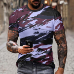 Suvine 3d retro kamuflaažiga s&otilde;jav&auml;e stiilis T-s&auml;rk meeste &otilde;ues mugavaks kasutamiseks, pehme ja hingav O-kaelusega pol&uuml;ester l&uuml;hikeste varrukatega s&auml;rk S