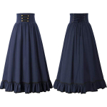 Naiste Maxi seelik Vintage suvine k&otilde;rge v&ouml;&ouml;koht Line Victorian pikk seelik Steampunk gooti volangidega plisseeritud peoseelikud XL sinine