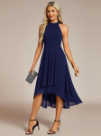 Ever-Pretty naiste elegantne p&auml;itsetega kaelusega Midi-pikkusega kokkuvolditav Stream Empire v&ouml;&ouml;koht &scaron;ifoonist pulmak&uuml;laliste kleit 3XL tumesinine v&auml;rv