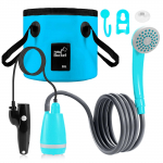 Kaasaskantav v&auml;lidu&scaron;ikomplekt koos 2,5&ndash;3,5 l/min t&uuml;hjendusveega 2 m voolikuga USB laadimine 30&ndash;60 min with water bucket