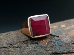 925 Sterling H&otilde;bedast V&auml;rvitud Rubiin Kivist S&otilde;rmus, Ruudukujuline S&otilde;rmus, Roosa Kullast S&otilde;rmus, Statement S&otilde;rmus, Pulmakingitused, M&uuml;&uuml;a S&otilde;rmus 6