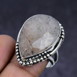 Golden Rutile Gemstone 925 Sterling Silver gift Jewelry Ring Size 7 H3I35
