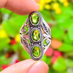 Peridot Gemstone Handmade 925 Sterling Silver Jewelry Ring Size 7 b6r05
