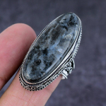Larvikite Stone Gemstone Handmade 925 Sterling Silver Jewelry Ring Size 10 w7d61