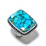 Copper Blue Turquoise Gemstone Handmade 925 Sterling Silver Ring Size 9 w0w51